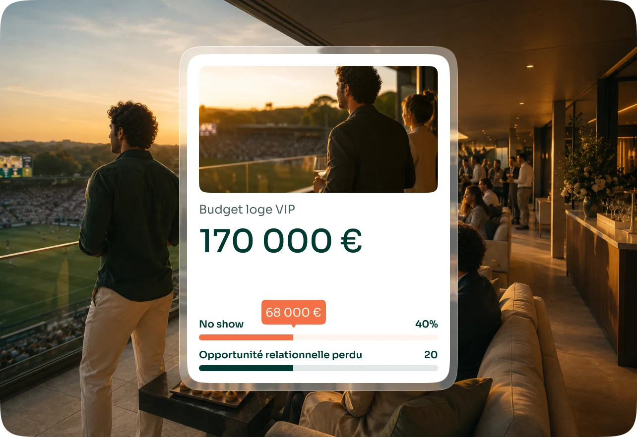 Loge VIP surplombant un terrain de sport